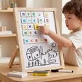 Quadro Montessori 2-em-1 de matemática e desenho magnético em madeira