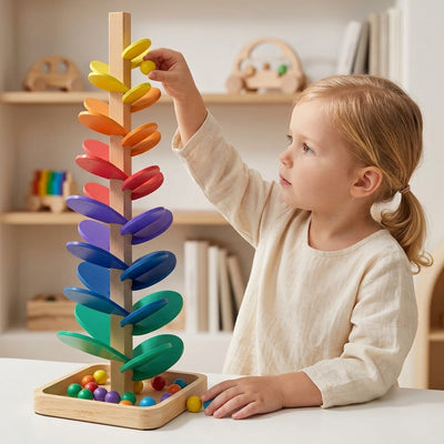 Rainbow Music Track Tree | 71 cm Wooden Ball Drop Toy