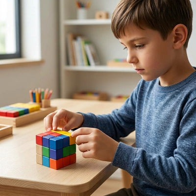 Montessori houten binomiumkubus | 3D-kleurenpuzzel & STEM-leerspeelgoed voor kinderen