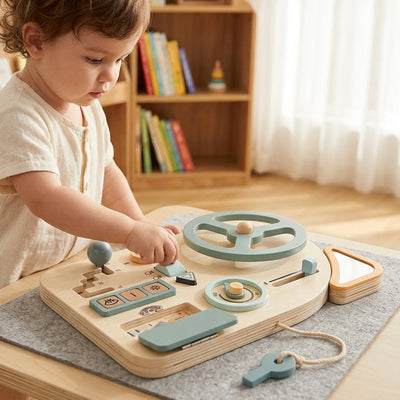 Montessori Wooden Car Dashboard Busy Board (Sensory Driving Toy)