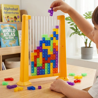 Montessori 3D Tetris Tower – translucent color-sorting puzzle toy