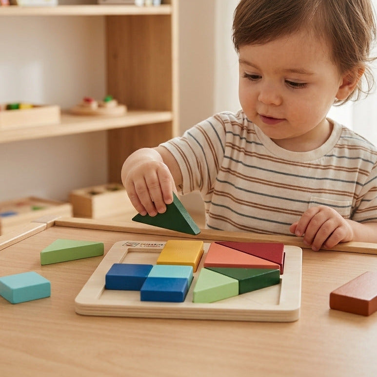 Puzzle di forme in legno Eichhorn Montessori | Apprendimento STEM e motricità fine