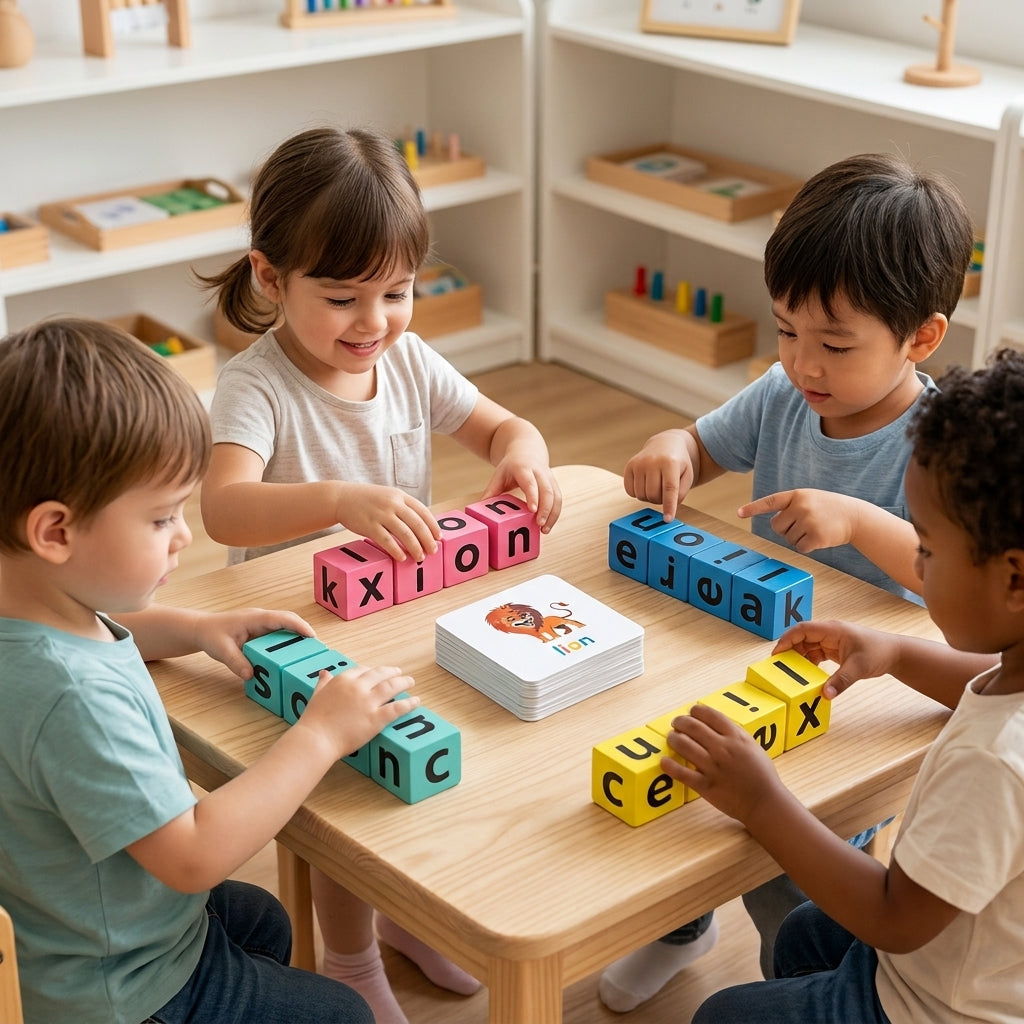 Wooden Letter Spelling Game | Montessori First Words Card Set