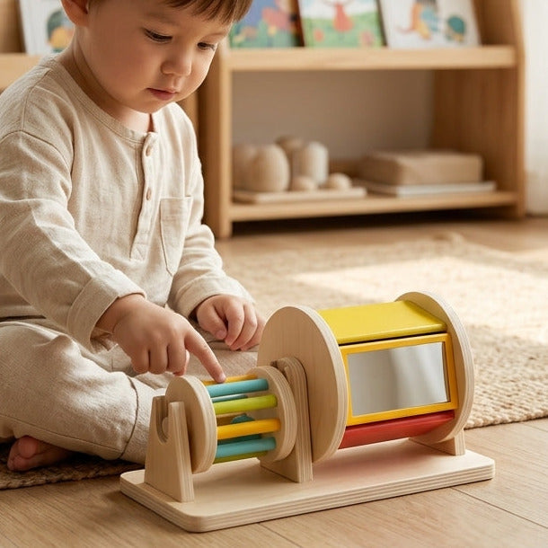 Montessori Wooden Rolling Drum | Dual-Sensory Learning Toy