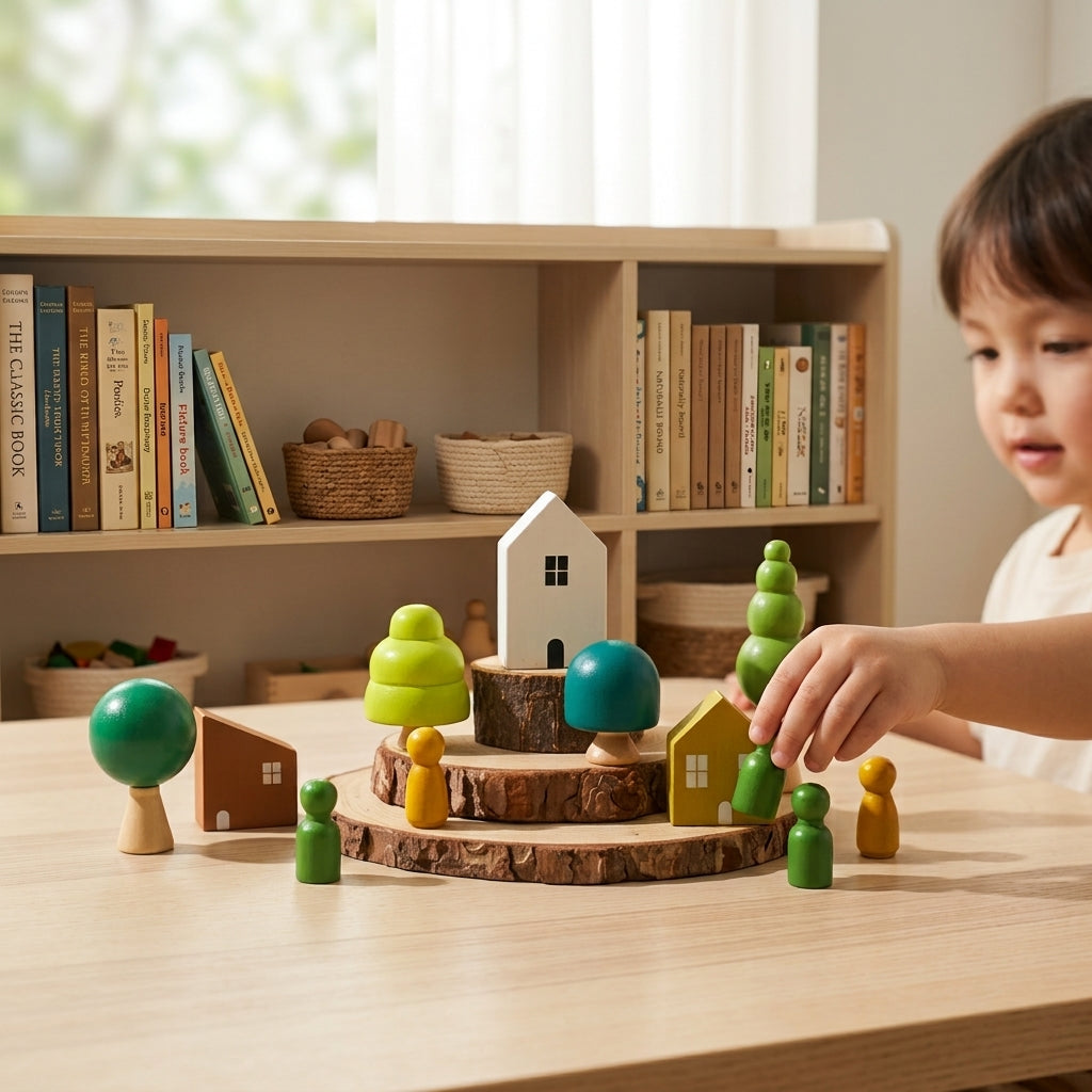 Montessori Wooden Toy Stacking & Threading