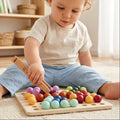 Jogo de classificação de contas de madeira Eichhorn Montessori com pinça | Brinquedo educativo de motricidade fina
