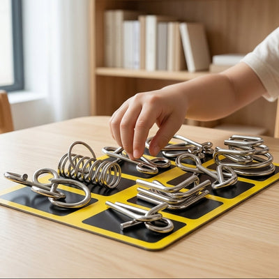 Zestaw metalowych łamigłówek drucianych Montessori