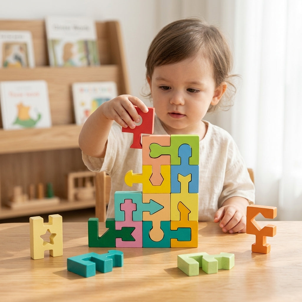 Fit & Form | Montessori Interlocking Wooden Shape Puzzle Blocks