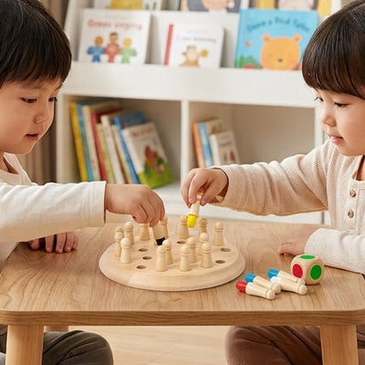 Jogo de memória de cores em madeira Montessori