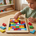 Drewniane puzzle geometryczne | Łamigłówka Montessori dla dzieci