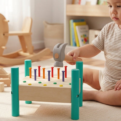 Montessori Wooden Hammering Table | Fine Motor Skills & Hand-Eye Coordination Toy