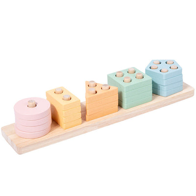 Montessori Geometric Shape Wooden Toy Set – full set on table