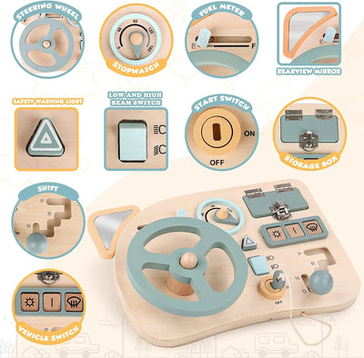Montessori Wooden Sensory Tablet Car Dashboard-0