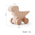Natural Wood Dinosaur Push Toy | Beech Wood Toddler Car-5