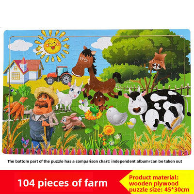 Puzle de madera de 60 y 104 piezas | Puzle ilustrado para niños
