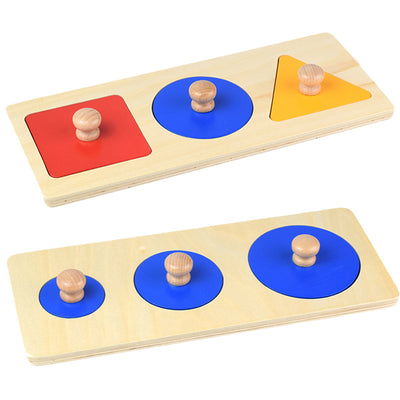 Premium Montessori Wooden Knob Puzzle | First Shapes & Colors