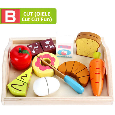 Conjunto de alimentos de madeira para cortar Montessori | Brinquedos de cozinha interativos para crianças pequenas, motricidade fina e faz de conta