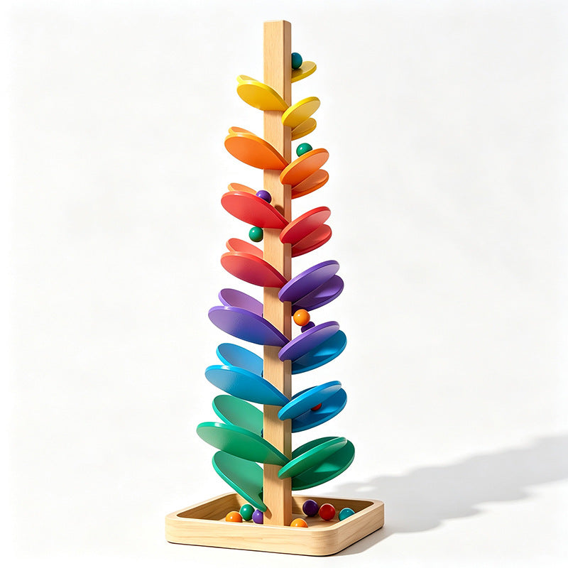 Rainbow Music Track Tree | 71 cm Wooden Ball Drop Toy