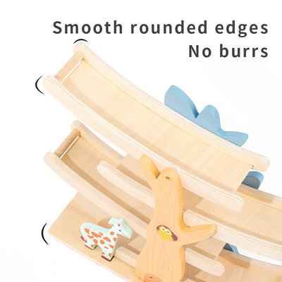 Rampe arbre Montessori en bois avec animaux glisseurs | Jouet à 4 niveaux pour le suivi visuel et la motricité fine