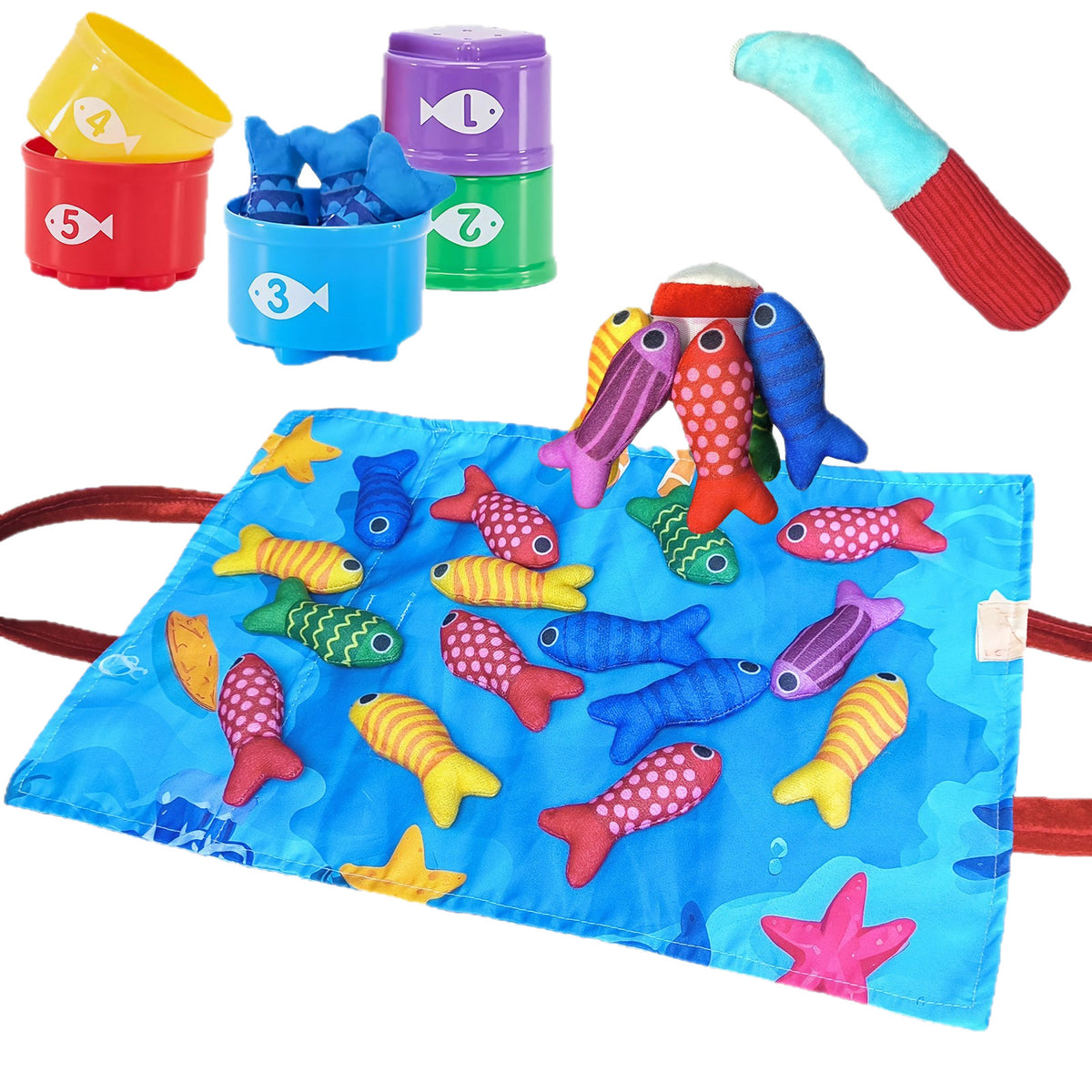 Soft Fabric Fishing & Sorting Play Set | Montessori Sensory Game for Toddlers ㅤㅤ