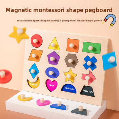 Premium Montessori magnetyczna tablica kształtów | Drewniane puzzle edukacyjne