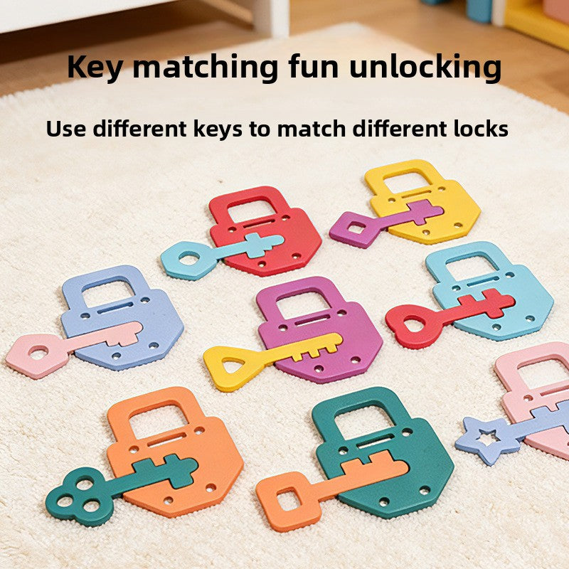 Montessori sleutel-en-slot puzzel – Premium houten bord voor fijne motoriek en vormen sorteren voor peuters