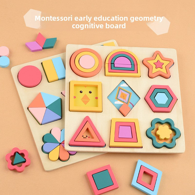 Geometryczne Puzzle Montessori | Edukacyjna Tablica Kształtów