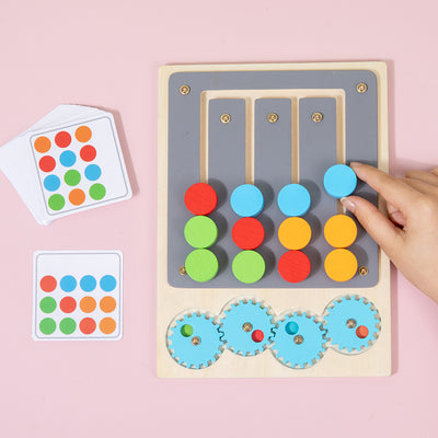 Puzzle ingranaggi e colori in legno | Gioco di logica Montessori interattivo