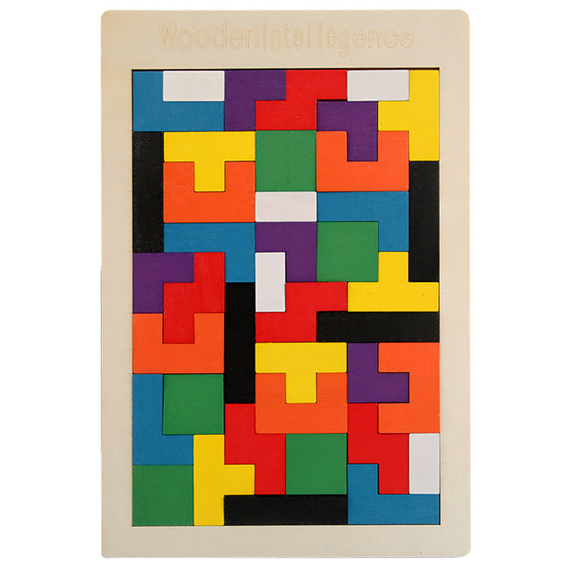 Drewniane puzzle geometryczne | Łamigłówka Montessori dla dzieci