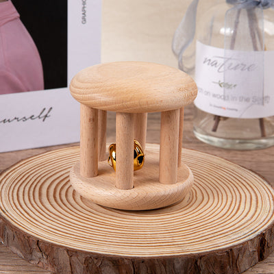 Set de sonajero y juguetes sensoriales Montessori de madera natural | Dentición segura y desarrollo auditivo