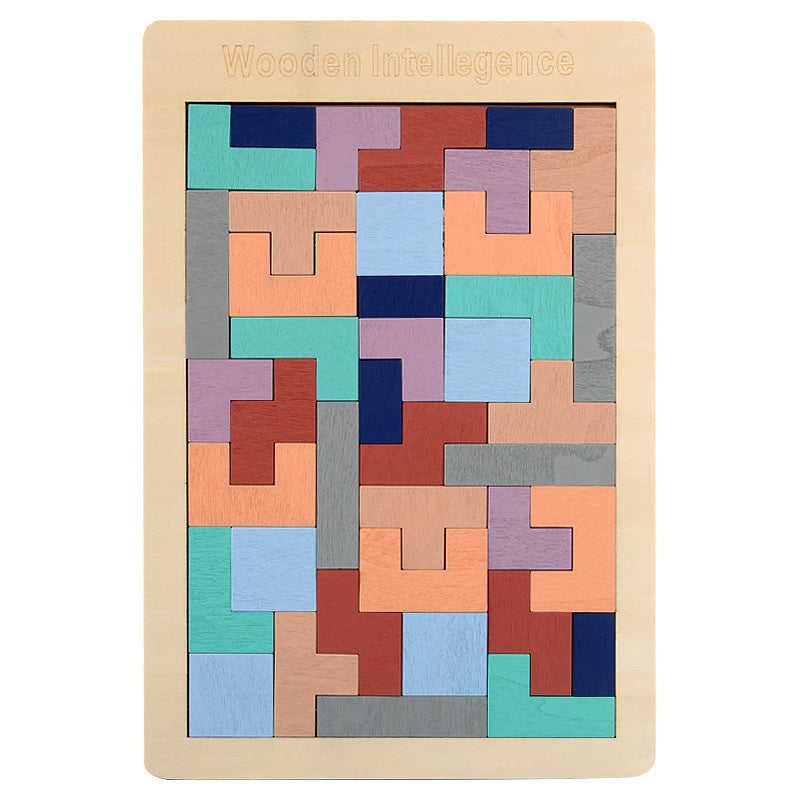 Drewniane puzzle geometryczne | Łamigłówka Montessori dla dzieci