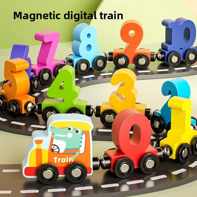Magnetische houten cijfertrein | Educatief speelgoed om te leren tellen