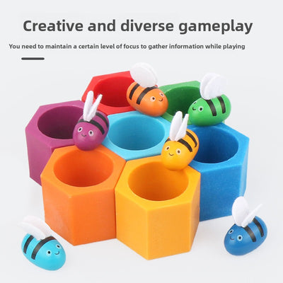 Wooden Beehive Matching Game | Montessori Fine Motor Skills & Color Sorting Toy for Kids