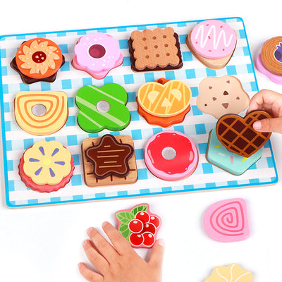 Montessori Holz-Grillset | Interaktives Spießchen-Zuordnungs- & Rollenspiel-Essensspiel für Kinder