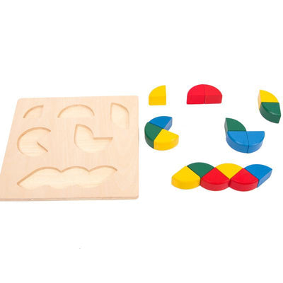 Puzzle Montessori in legno di frazioni e forme | Gioco di apprendimento per la matematica precoce e la motricità fine