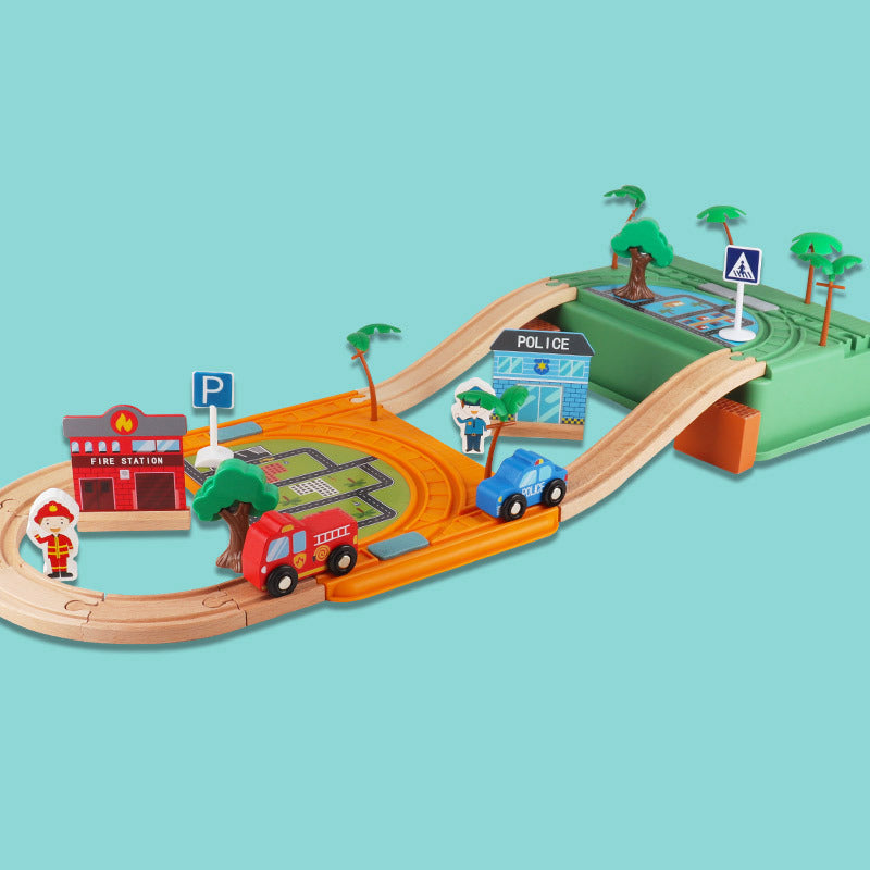 Set Little Heroes City Rescue: pista de policía y bomberos en haya premium