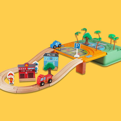 Set Little Heroes City Rescue: pista de policía y bomberos en haya premium
