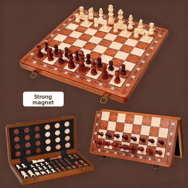 Premium opvouwbaar magnetisch houten schaakspel | Klassiek strategiespel