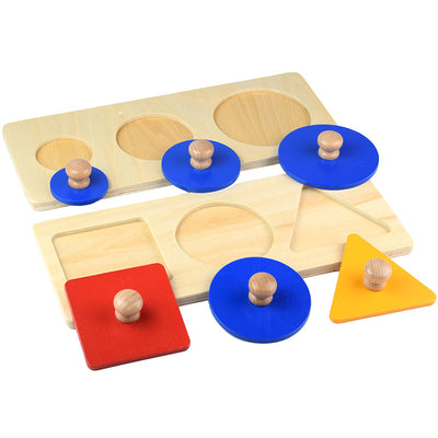 Premium Montessori Wooden Knob Puzzle | First Shapes & Colors