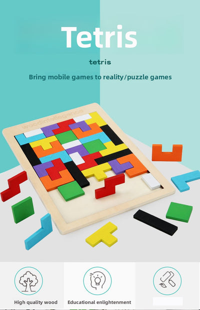 Drewniane puzzle geometryczne | Łamigłówka Montessori dla dzieci