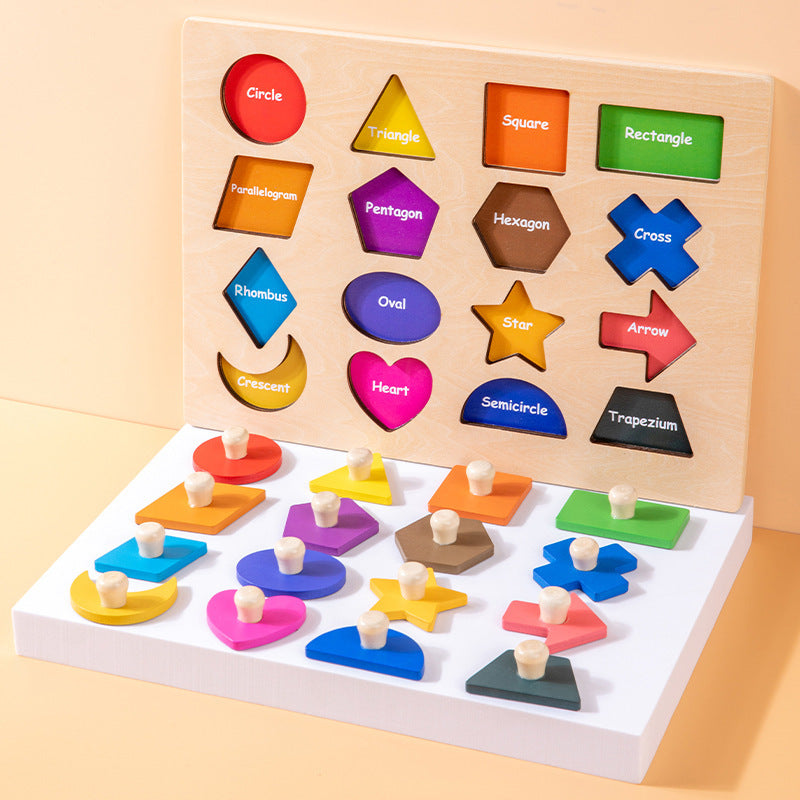 Premium Montessori magnetyczna tablica kształtów | Drewniane puzzle edukacyjne