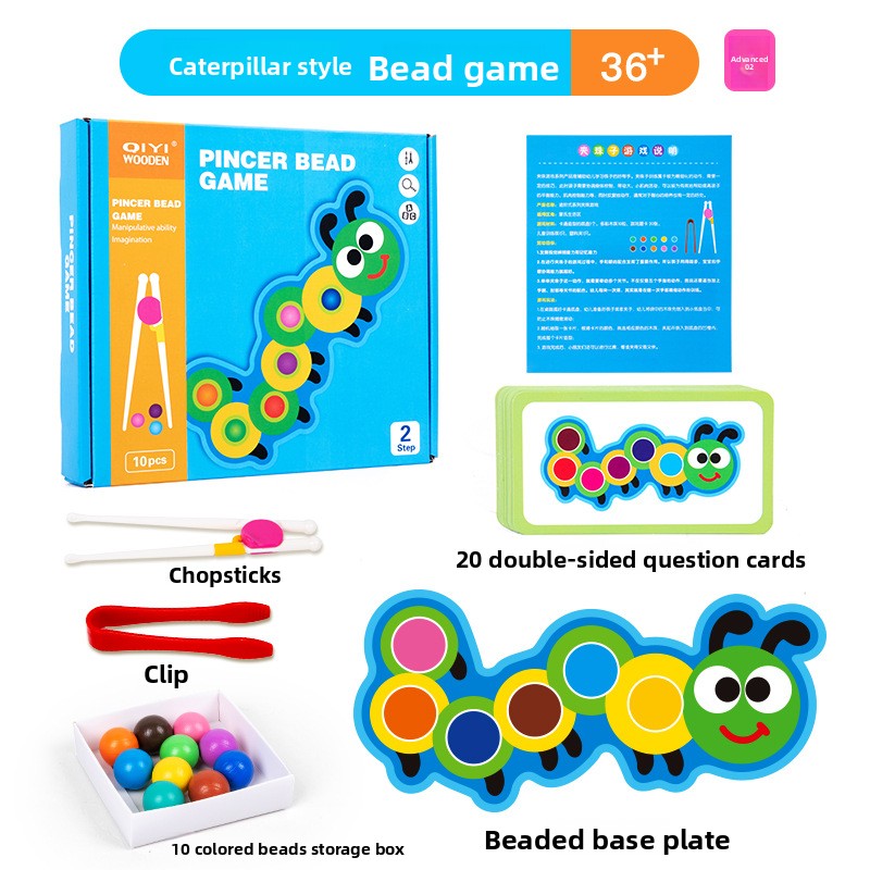 Montessori Bead Clip Game | Wooden Tweezer Sorting Toy for Fine Motor Skills