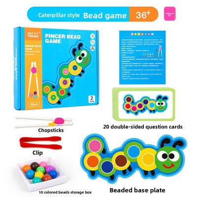 Juego Montessori de pinzas y cuentas | Juguete de clasificación de madera para la motricidad fina