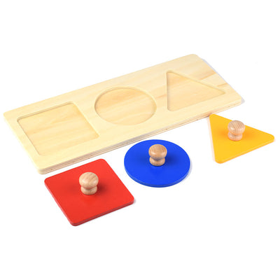 Premium Montessori Wooden Knob Puzzle | First Shapes & Colors